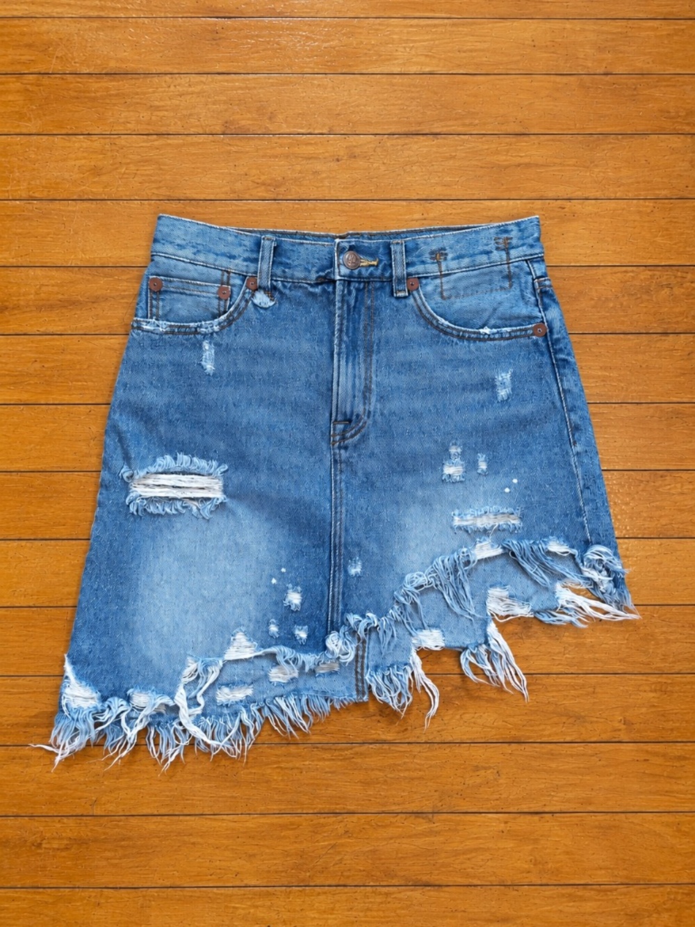 R13 Japanese Denim Asymmetrical Mini Skirt Subversive Sz 26 Italy Luxury Grunge